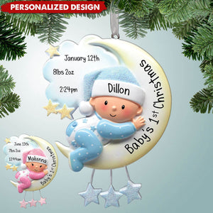 Baby Hugging Moon - Personalized Christmas Acrylic Ornament