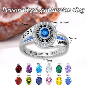 Personalized Engraved Birthstone Graduation Ring Gift for Graduates