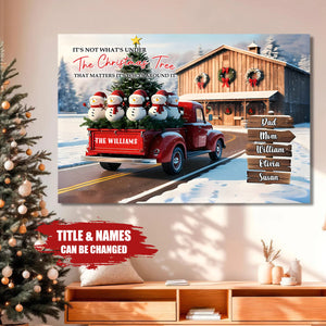 All Hearts Come Home For Christmas-Personalized Christmas Truck Snowman Family Poster