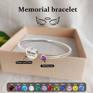 Personalized Custom Memorial Text Heart Birthstone Bracelet