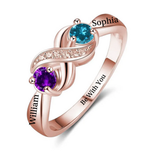 Personalized Promise Birthstones Ring For Couple