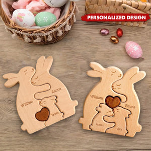 Personalized Rabbit Family Wooden Puzzle-Easter Gift For Your Family