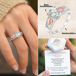 Personalized Hug From Heaven Memorial Angel Wings Ring