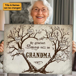 My Greatest Blessing Is To Call Me NANA-Personalized Heart-Shaped Tree Poster