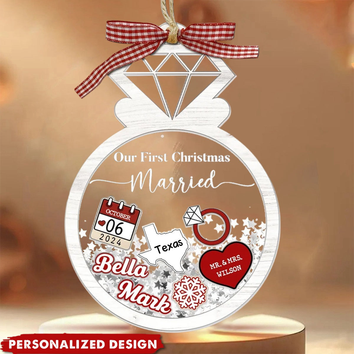 Our First Christmas Married-Personalized Acrylic Wedding Couple Ornament