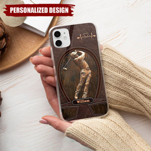 Gift For Golf Lovers-Personalized Leather Pattern Printed Phone Case