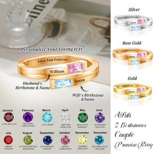 Personalized Birthstones Promise Ring,Gift For Couple