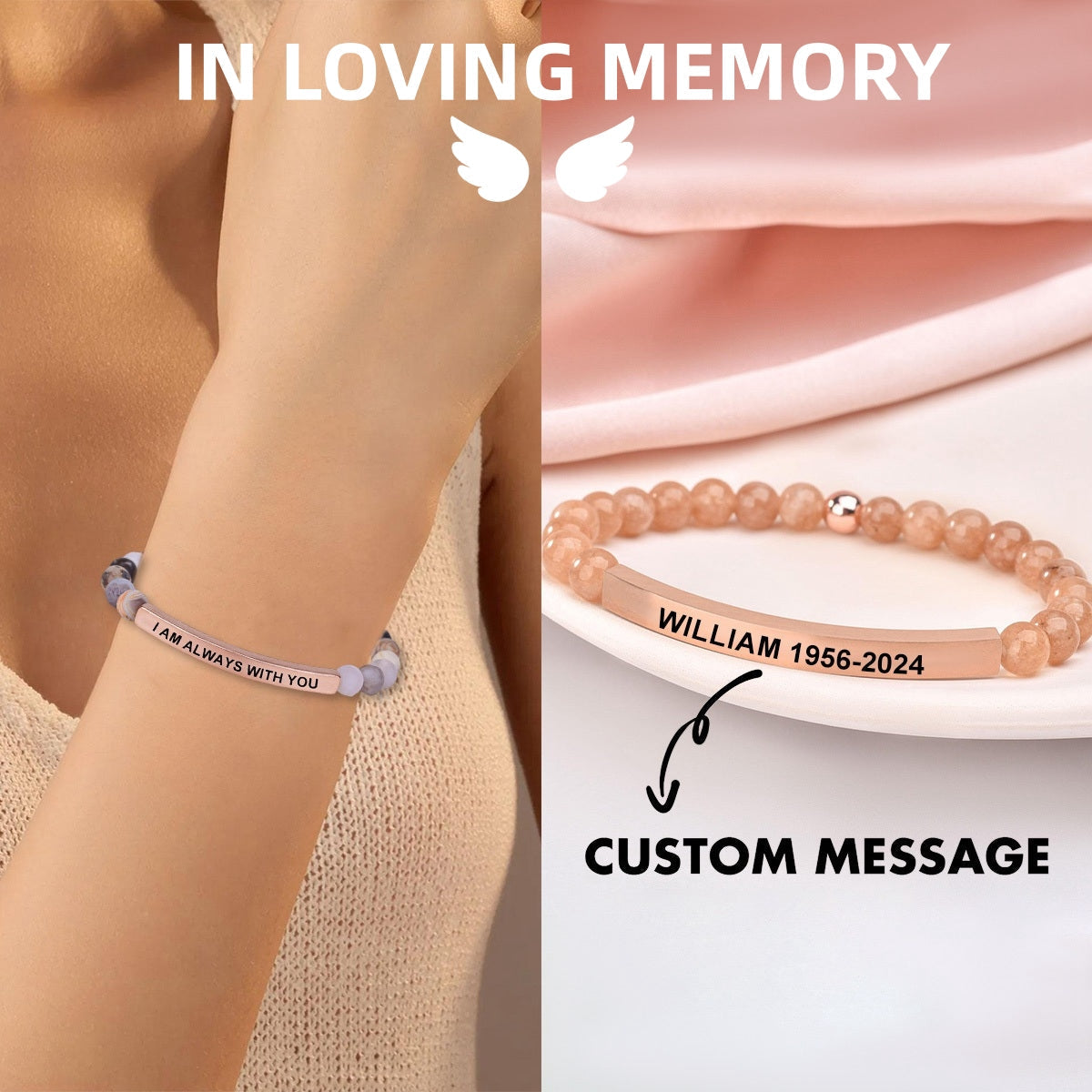 Personalized Custom Memorial Text  Bracelet