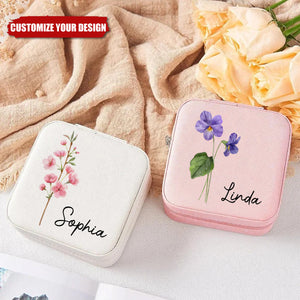 Personalized Birth Flowers Name Jewelry Box