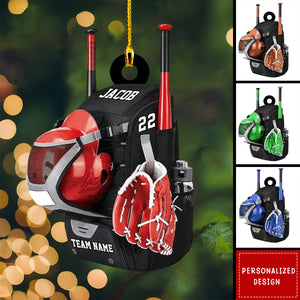 Personalized Baseball Bag Christmas Ornament, Gift For Baseball Lovers