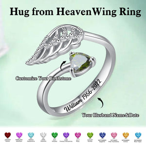 Personalized Hug from Heaven Wing Birthstone Ring