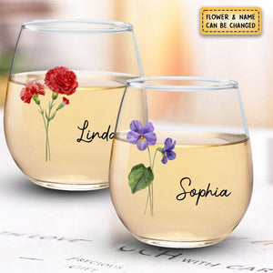 Friends Are Like Flowers- Bestie Personalized Custom Wine Glass