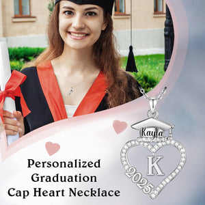 Graduation Gift for Class of 2025 Graduates-Personalized Graduation Cap Initial Necklace