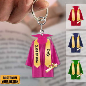 Personalized Graduation Gown Cap Custom Acrylic Keychain, Gift For Graduate