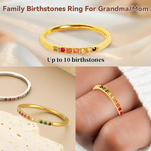 Gift For Grandma Mom Family Ring Personalized Multiple Birthstones Ring