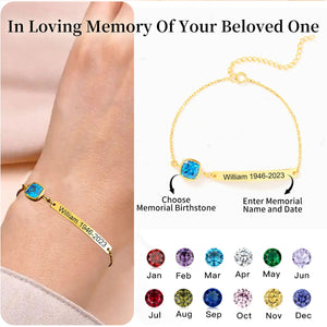 Personalised Birthstone Engrave Bracelet, Hug From Heaven Gift