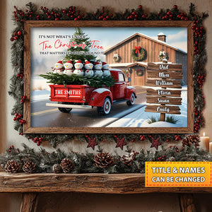 All Hearts Come Home For Christmas-Personalized Christmas Truck Snowman Family Poster