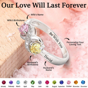 Personalized Promise Birthstones Ring For Couple