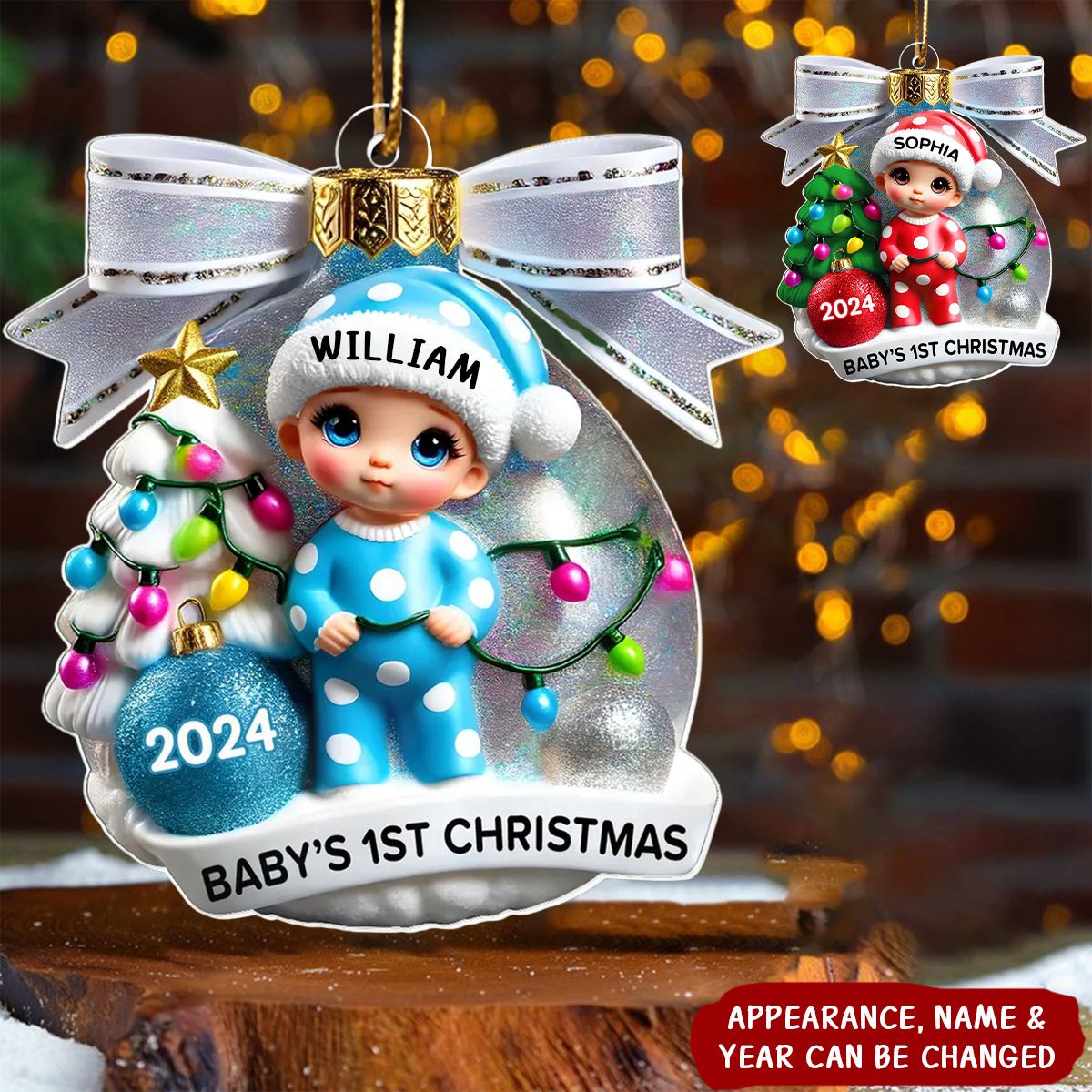 Baby First Christmas Personalized Acrylic Ornament, Gift for Newborn