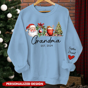 2024 Santa Claus Christmas Grandma And Grandkids Sweatshirt