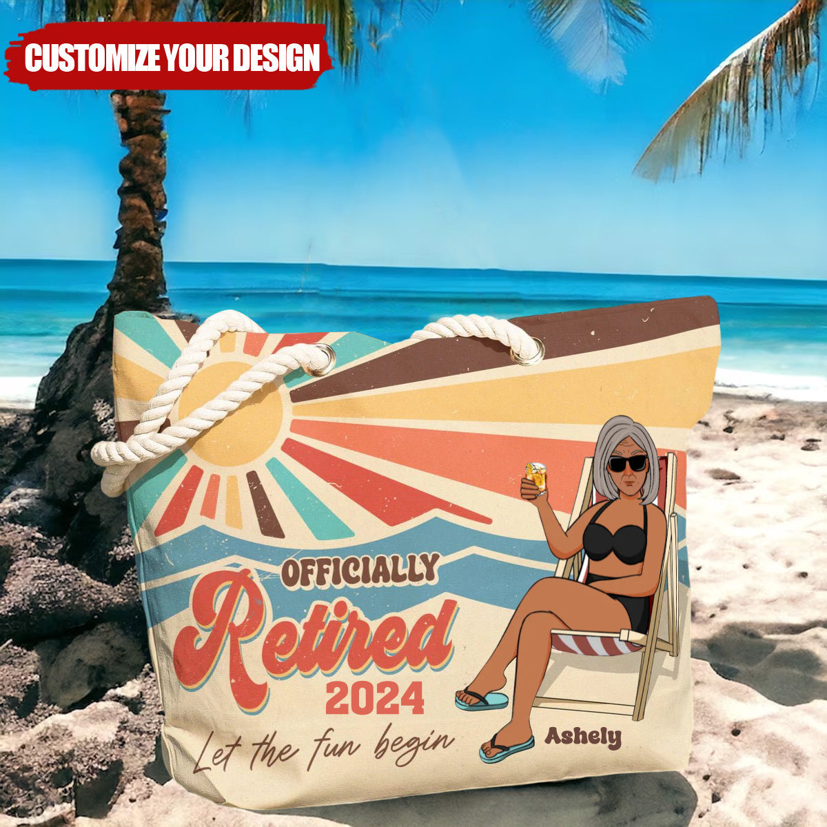 Retirement - Let The Fun Begin Retirement - Personalized Beach Bag