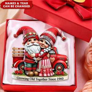 3D Effect Couple Valentine Truck Personalized 2-Layer Standing Wooden Plaque