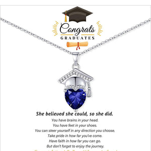 Graduation Gift for Class of 2025 Graduates-Personalized Graduation Cap Heart Birthstone Necklace