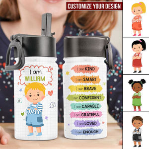 Kind Smart Loved - Personalized Kids Water Bottle With Straw Lid