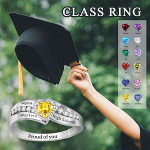 Personalized Birthstone Ring Class of 2025 Engraved Graduation Gift