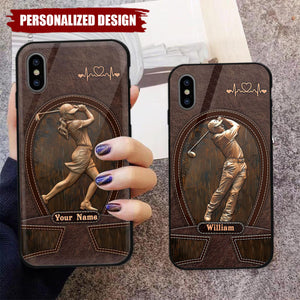 Gift For Golf Lovers-Personalized Leather Pattern Printed Phone Case