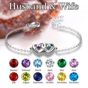 Love You Forever - Personalized Couple Birthstone Bracelet