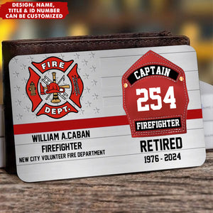 Personalized Firefighter Helmet Shields Badge Custom Department & Name Aluminum Wallet Card