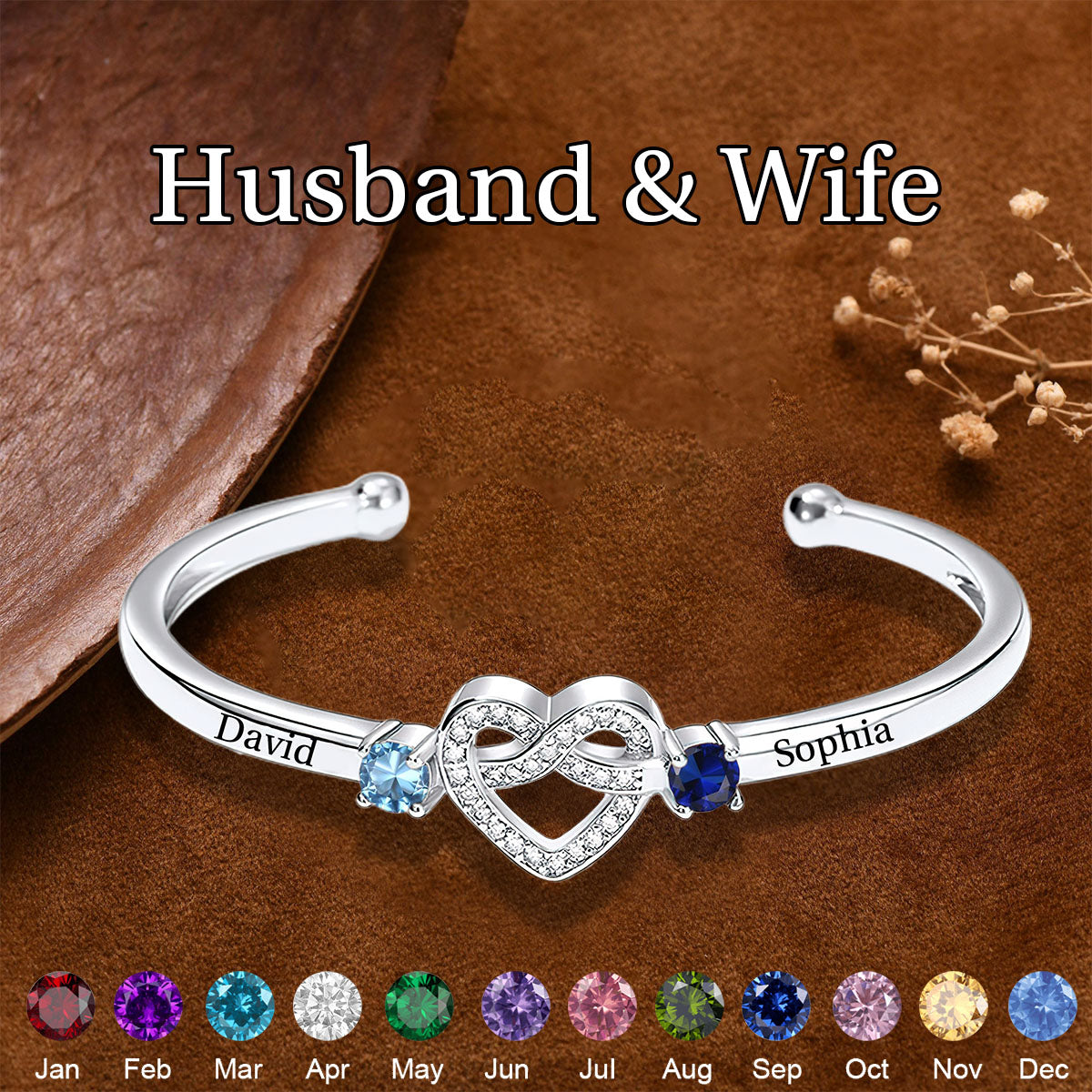 Together Forever -Personalized Couple Birthstone Bracelet