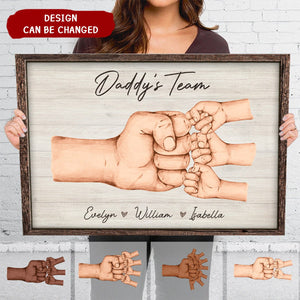 Daddy & Kids, Together We're A Team - Family Personalized Custom Poster