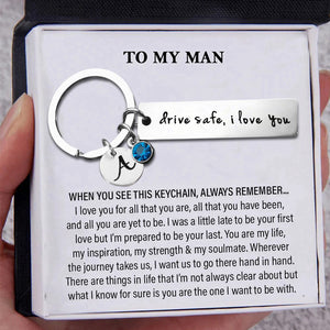 To My Man - Personalized Birthstone Couple Keychain