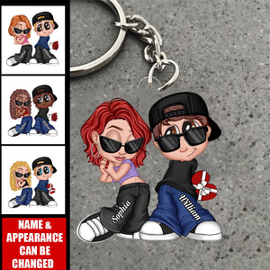 Y2K Couple Personalized Acrylic Keychain, Gift For Him, Gift For Her