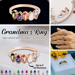 Personalized Handmade Birthstones Ring -  Grandma Mom Family Ring