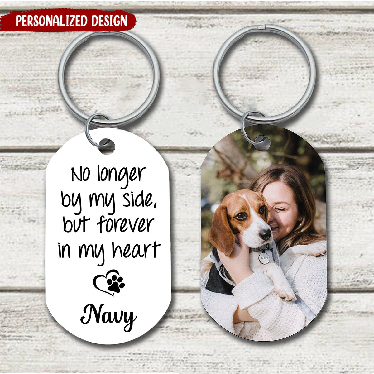 Forever In My Heart -Custom Photo Dog Memorial Keychain