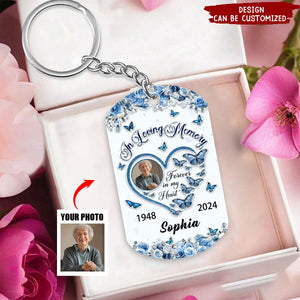 In Loving Memorial Forever In My Heart Upload Photo Personalized Stainless Steel Keychain