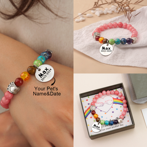 Personalized Pet Charm Bracelet Rainbow Bridge Memorial Bracelet - Pet Loss Sympathy Gift