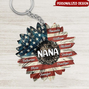 Sunflower Nana Auntie Mom Kids Personalized Acrylic Keychain