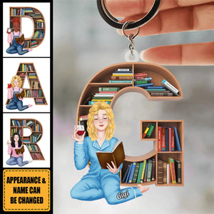 Personalized Gifts For Book Lover Keychain Alphabet Bookshelf