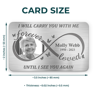 Custom Photo Always On My Mind Forever In My Heart - Memorial Personalized Custom Aluminum Wallet Card - Sympathy Gift For Family Members