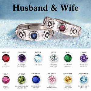 Personalized Adjustable Birthstones Sparkling Couple Ring