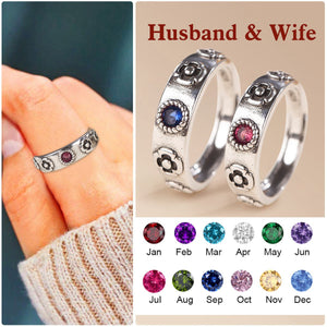 Personalized Adjustable Birthstones Sparkling Couple Ring