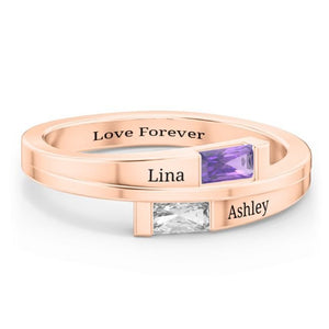 Personalized Birthstones Promise Ring,Gift For Couple