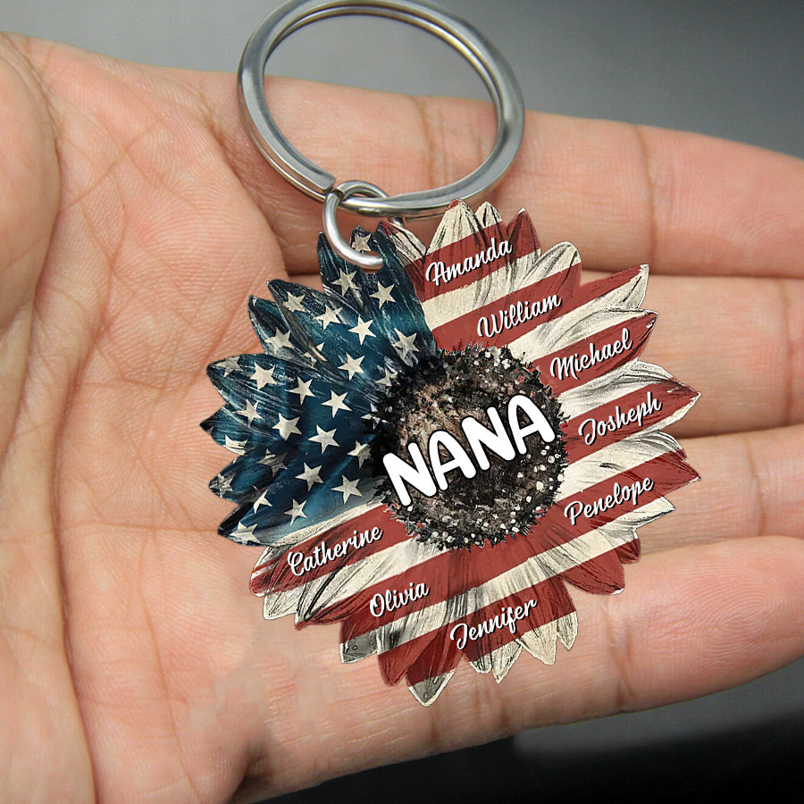 Sunflower Nana Auntie Mom Kids Personalized Acrylic Keychain