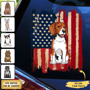 Can Upload Your Own Pet Photos-Personalized Dog Flag Sticker Decal