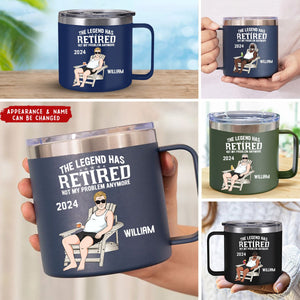 The Legend Has Retired - Personalized 14oz Stainless Steel Tumbler With Handle