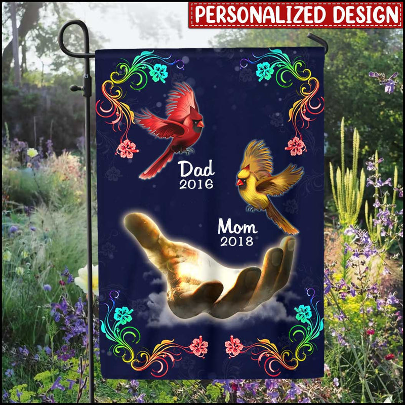 Memorial Flying Cardinals Family Loss Custom Names Garden Flag Gift for your loved one